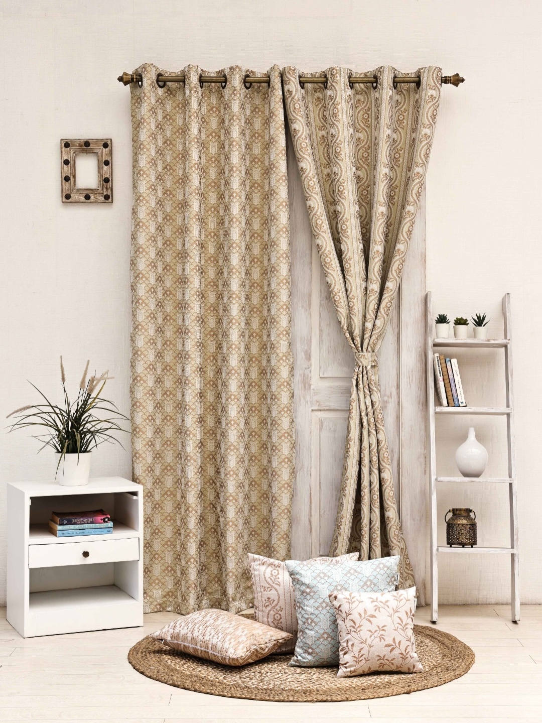 

Ariana Green & Brown 2 Pieces Geometric Printed Door Curtains