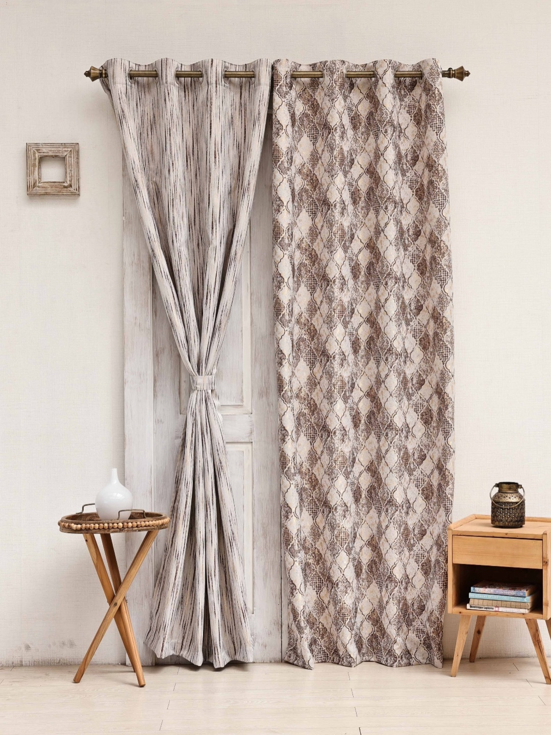 

Ariana Brown & Beige 2 Pieces Floral Printed Long Door Curtains