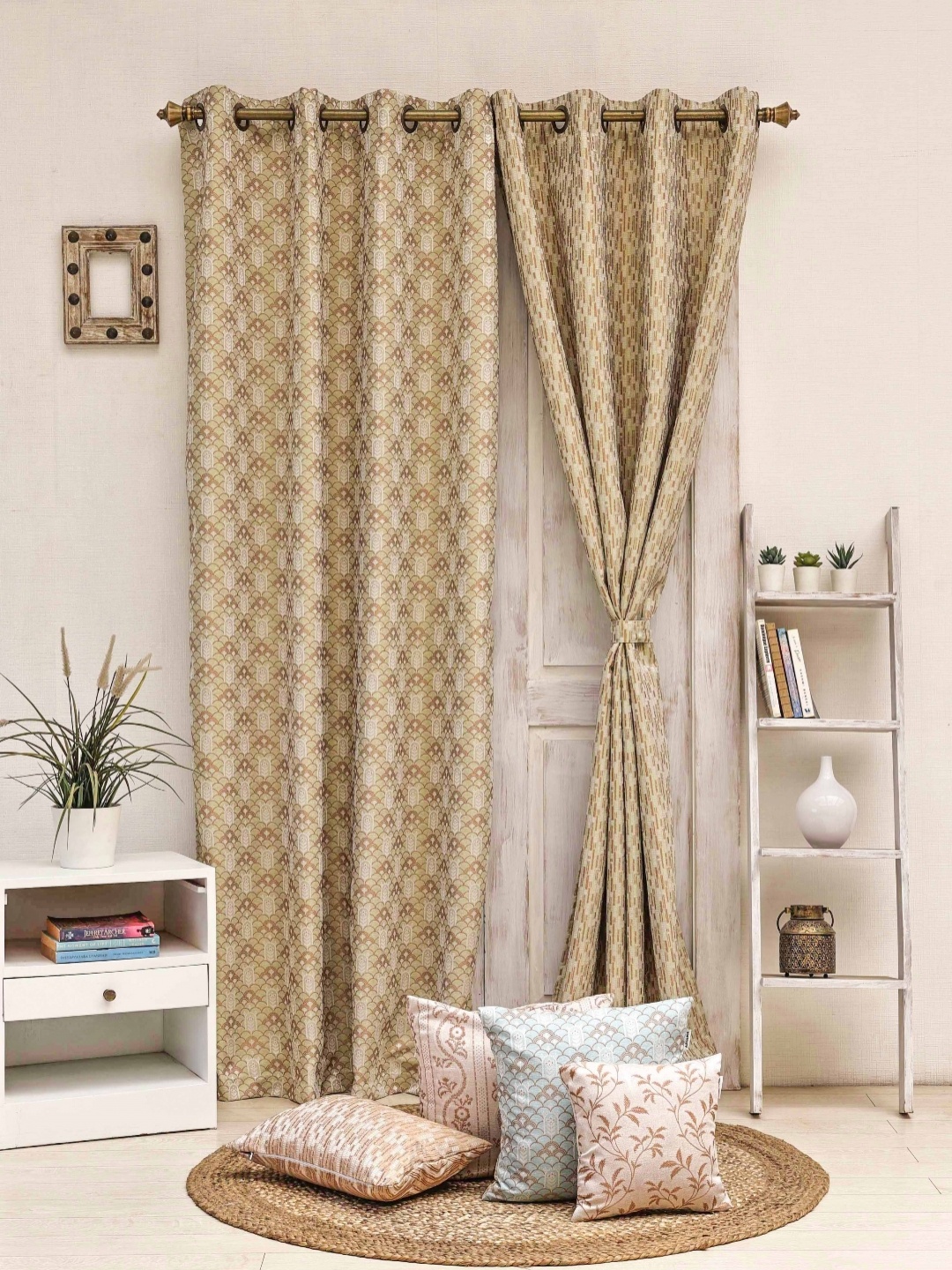 

Ariana Green & Brown 2 Pieces Ethnic Motifs Long Door Curtain