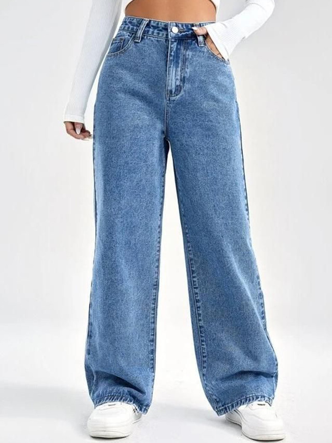 

SMVDENTERPRISES Women Comfort High-Rise Stretchable Jeans, Turquoise blue