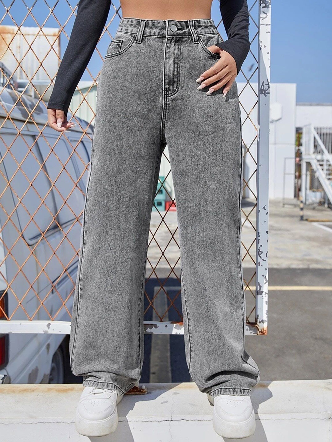 

SMVDENTERPRISES Women Comfort High-Rise Stretchable Jeans, Grey