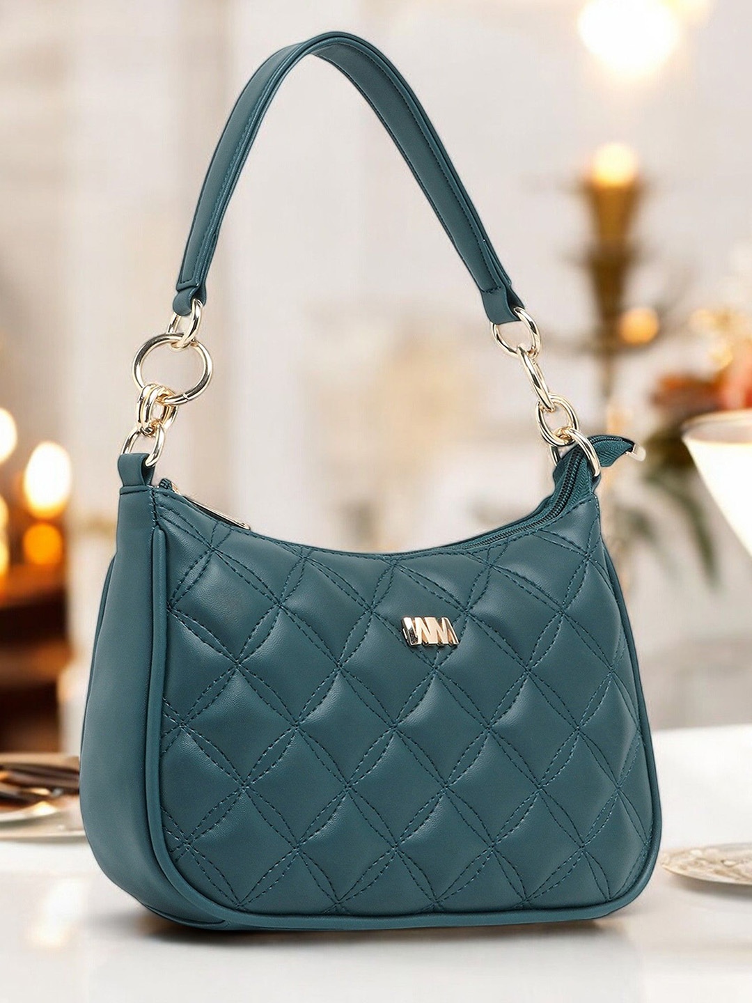 

WOMEN MARKS Women Solid Handheld Bag with Quilted, Green