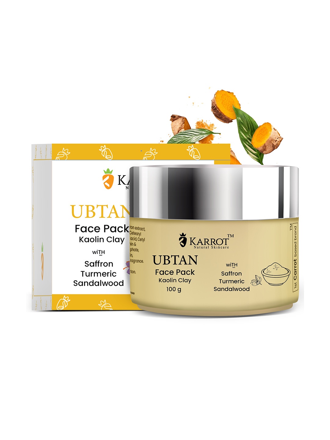 

KARROT NATURAL SKINCARE Ubtan Turmeric Face Pack -100g, Yellow