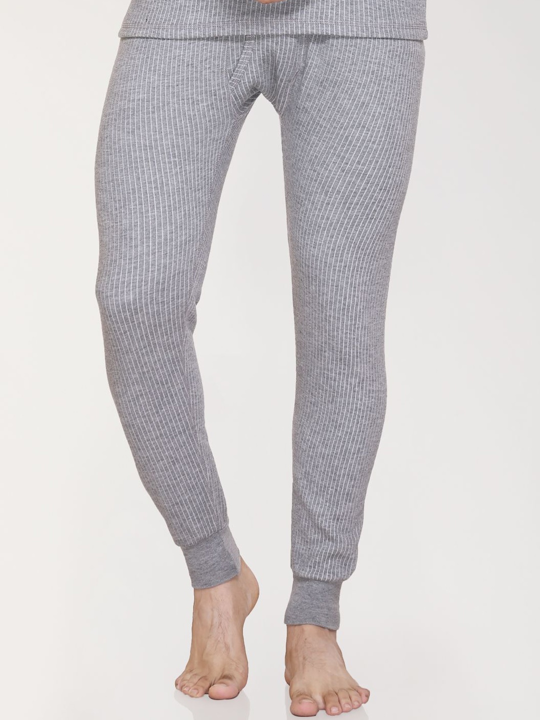 

ARRAY Men Ribbed Cotton Thermal Bottoms, Grey melange