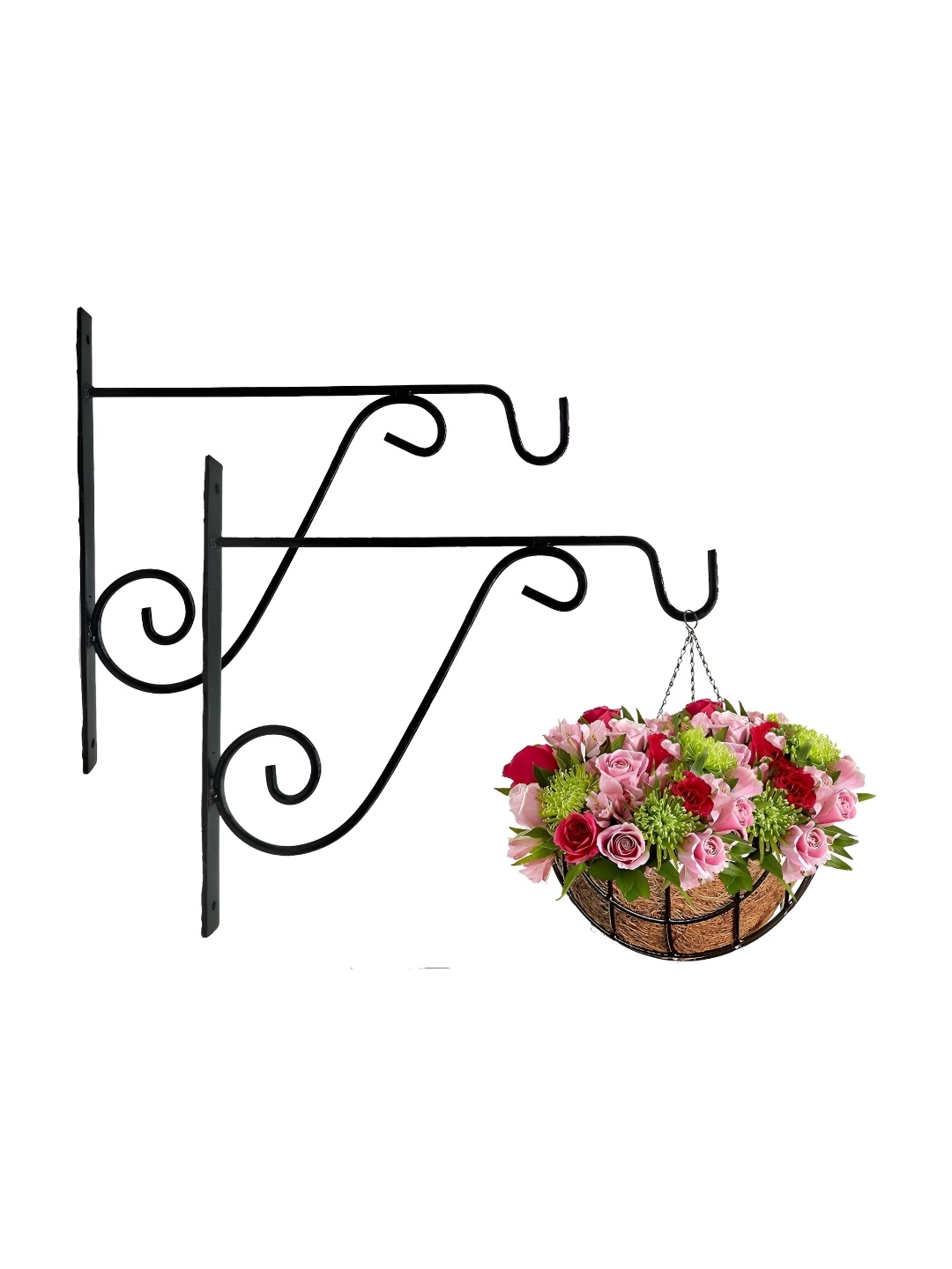 

GARDEN DECO Black 2 Pieces S Design Metal Wall Brackets