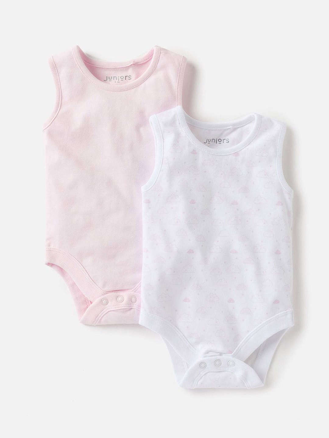 

Juniors by Babyshop Infants Pack Of 2 Assorted Round Neck Bodysuits, Pink