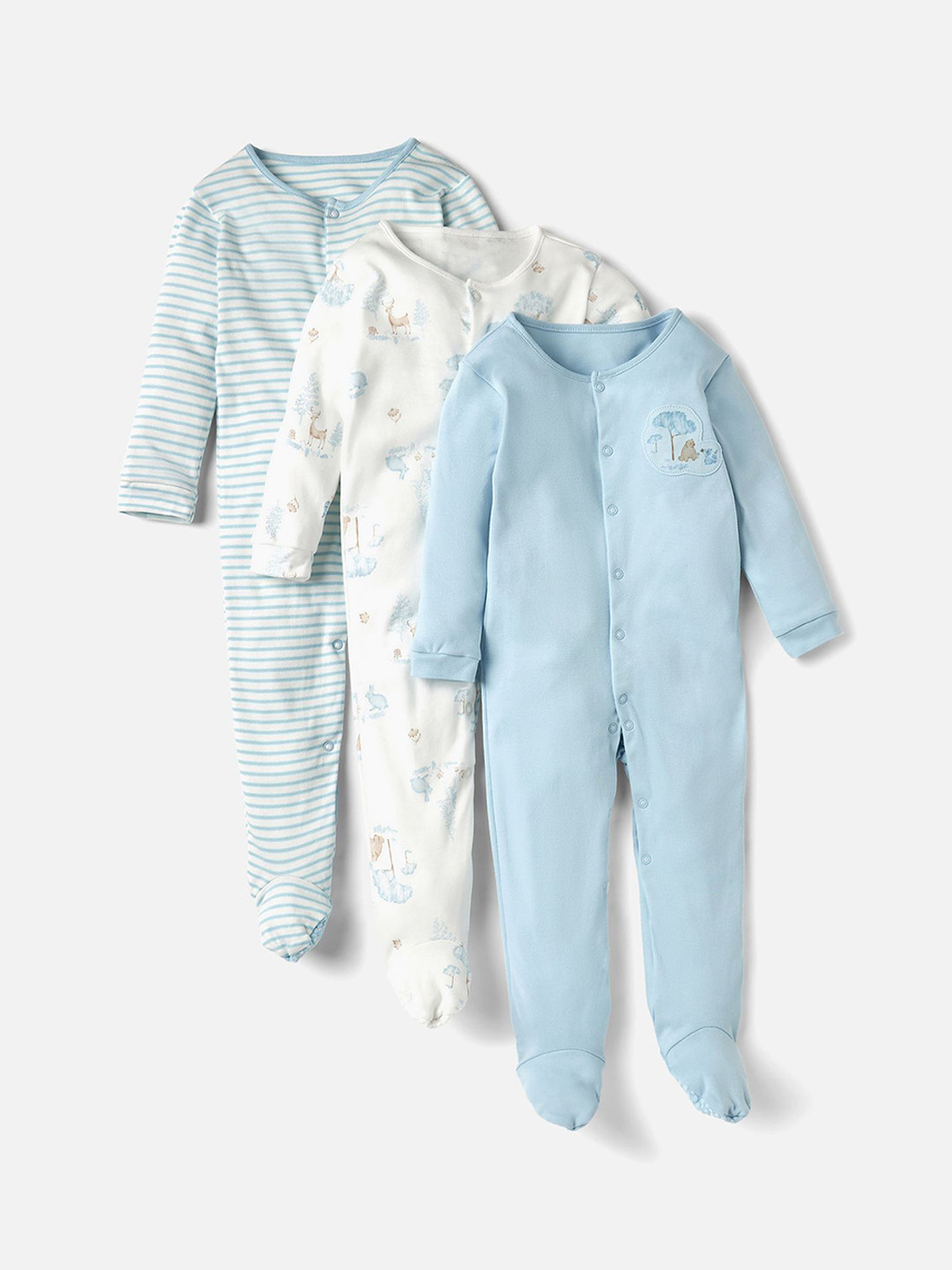 

Juniors by Babyshop Boys Pack of 3 Printed Sleepsuit, Blue