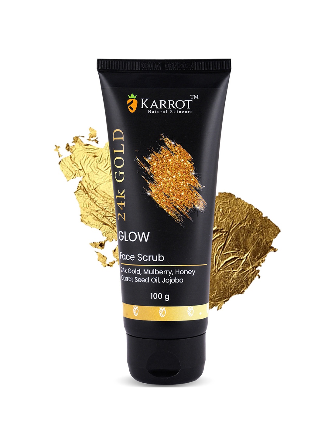 

KARROT NATURAL SKINCARE 24K Gold Brightening Face Scrub- 100 g, Black