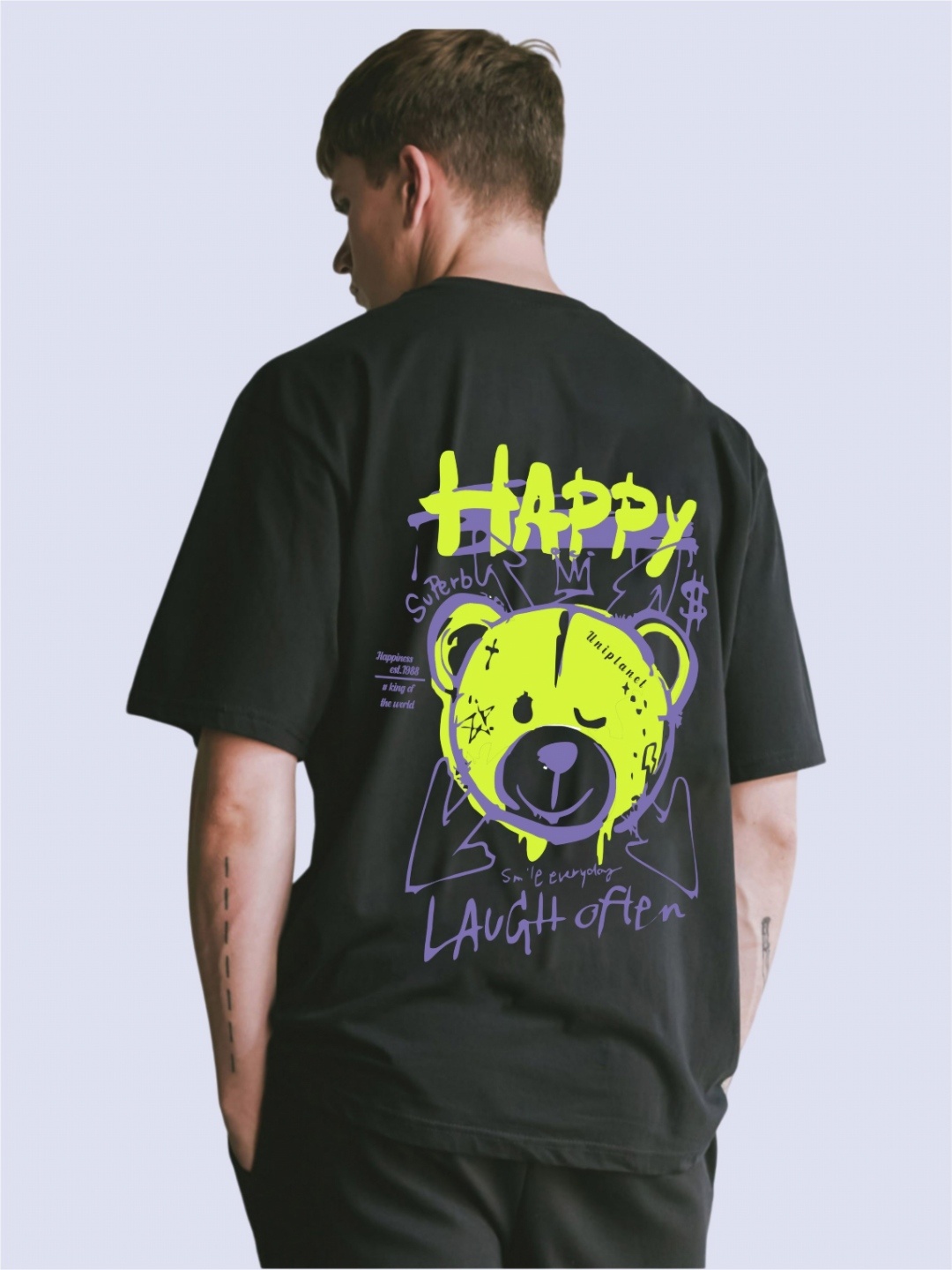 

Uniplanet store Printed Oversized T-shirt, Black