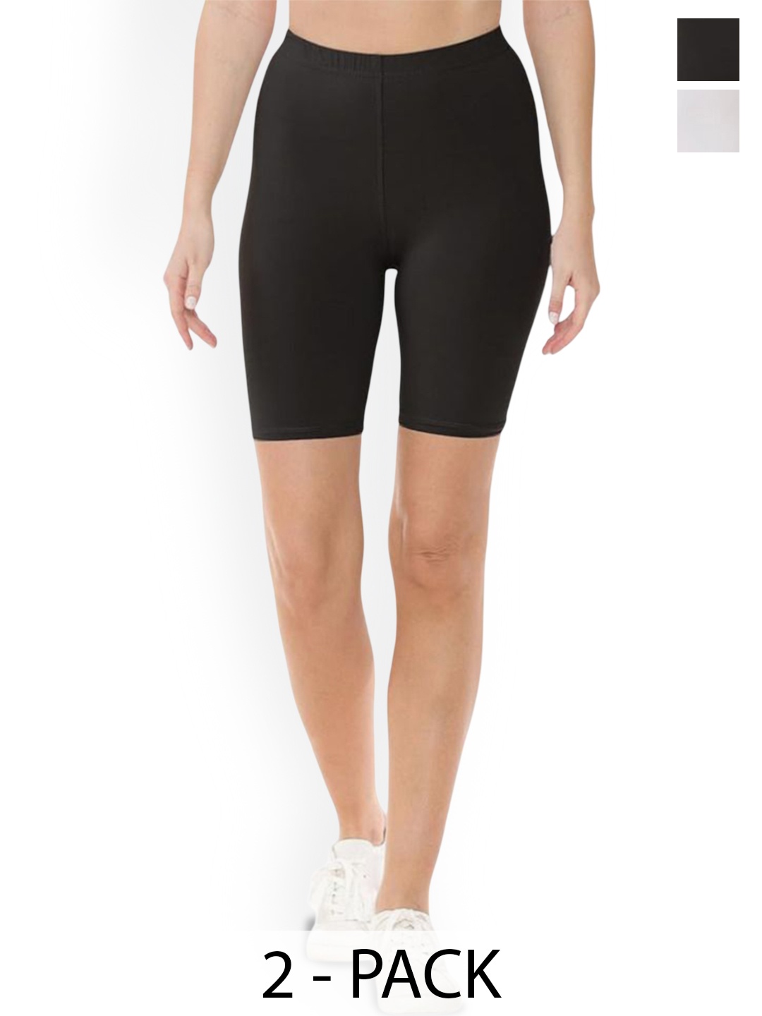 

BODYMIST Women Pack Of 2 Cycling Sport Shorts, White
