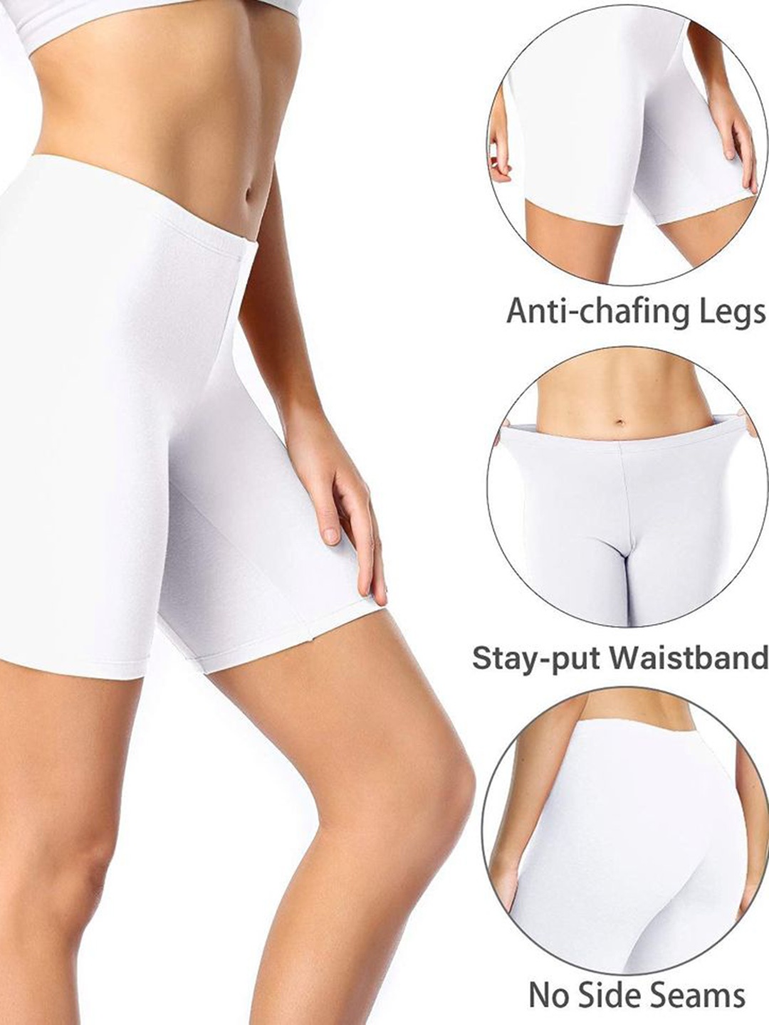 

BODYMIST Women Cycling Sports Shorts, White