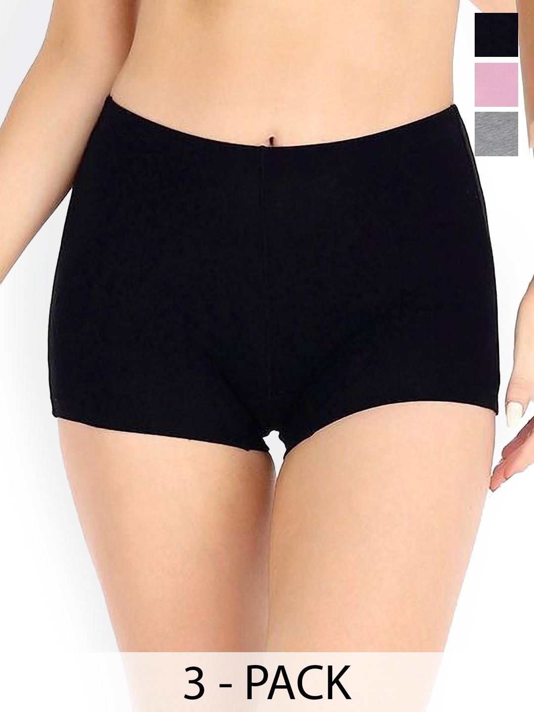 

BODYMIST Women Pack Of 3 Cycling Sports Shorts, Black