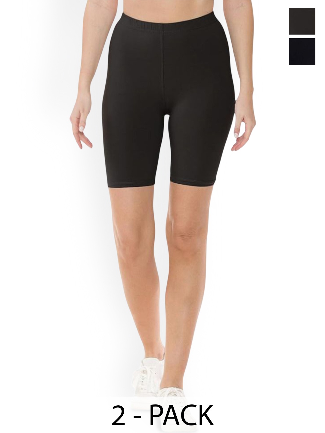 BODYMIST Women Pack Of 2 Cycling Sports Shorts, Black
