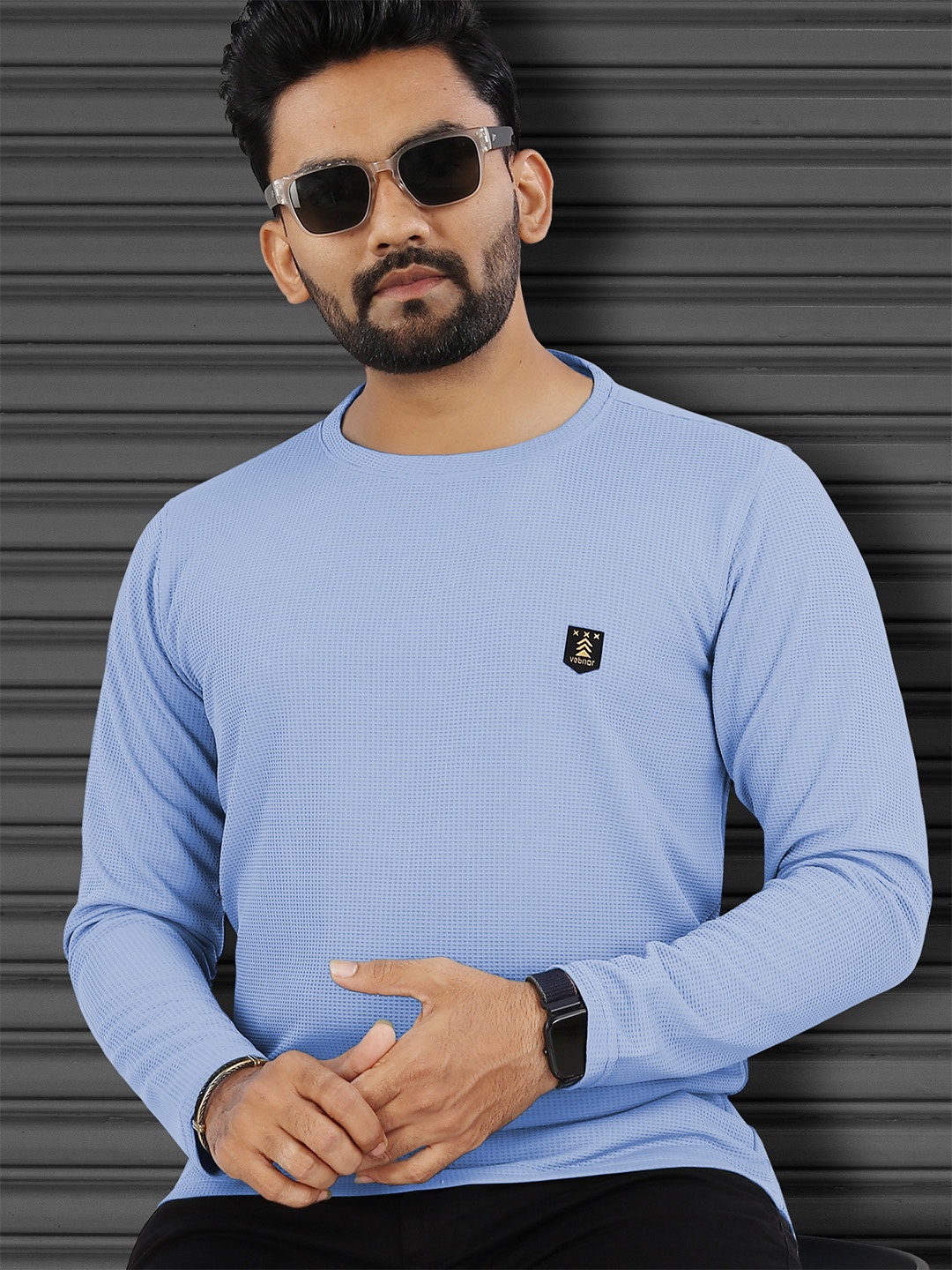 

VeBNoR Men Solid Round Neck Casual T-shirt, Blue