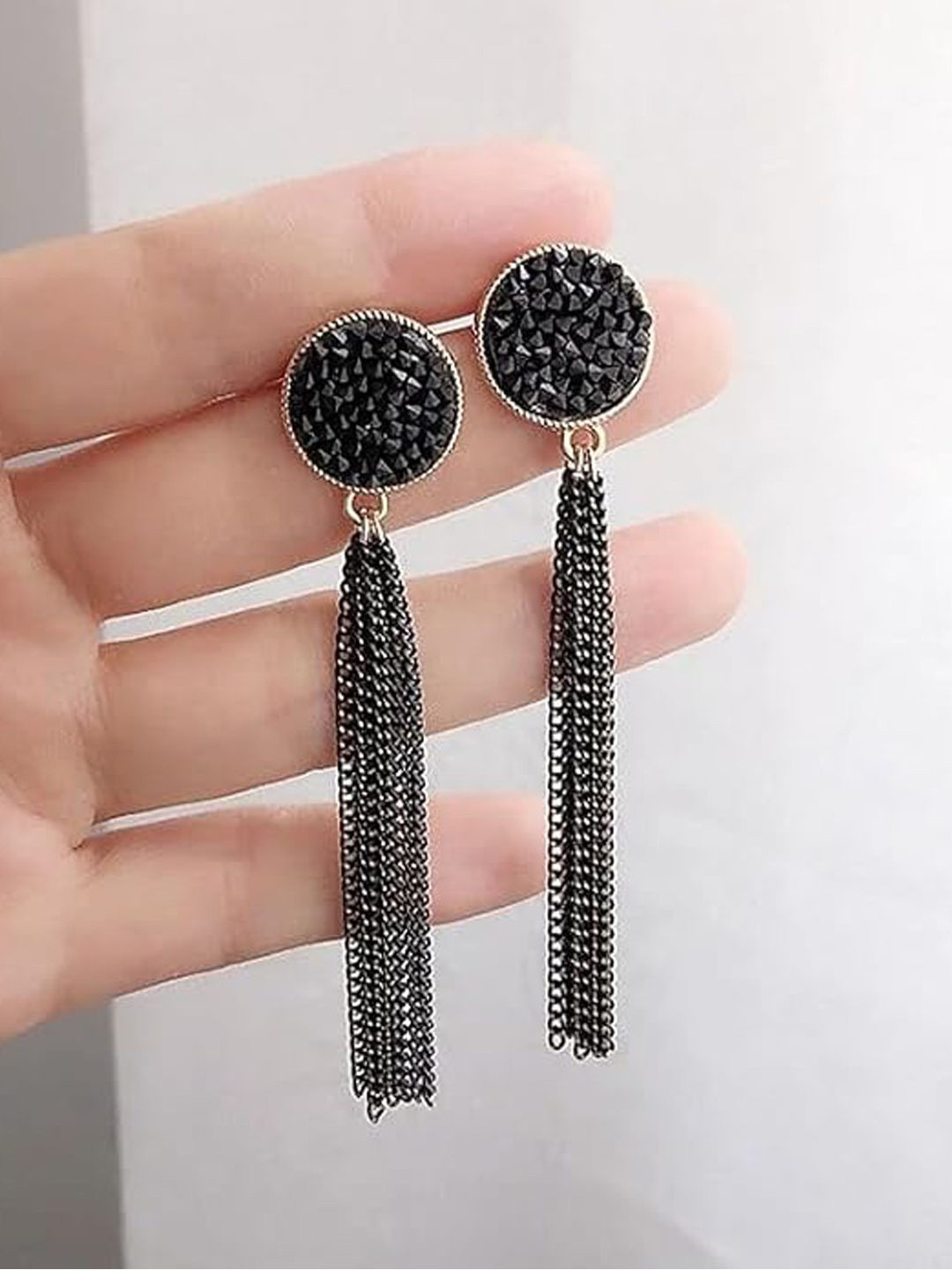 

BEYTER Korean Circular Shaped Drop Earrings, Black