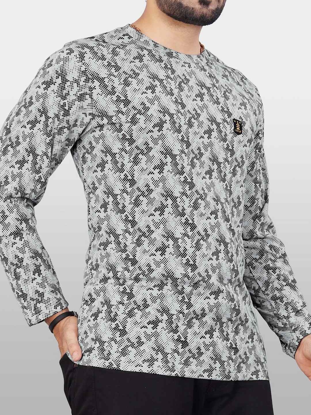 

VeBNoR Men Abstract Printed Round Neck Casual T-shirt, Grey