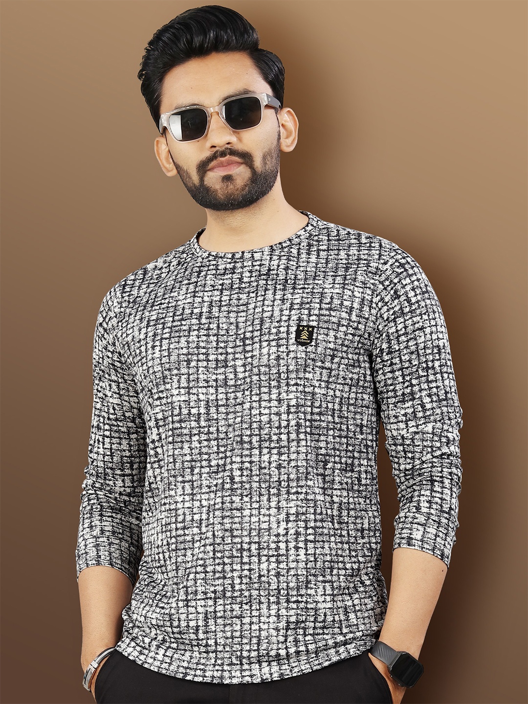 

VeBNoR Men Abstract Printed Long Sleeves Casual T-shirt, White