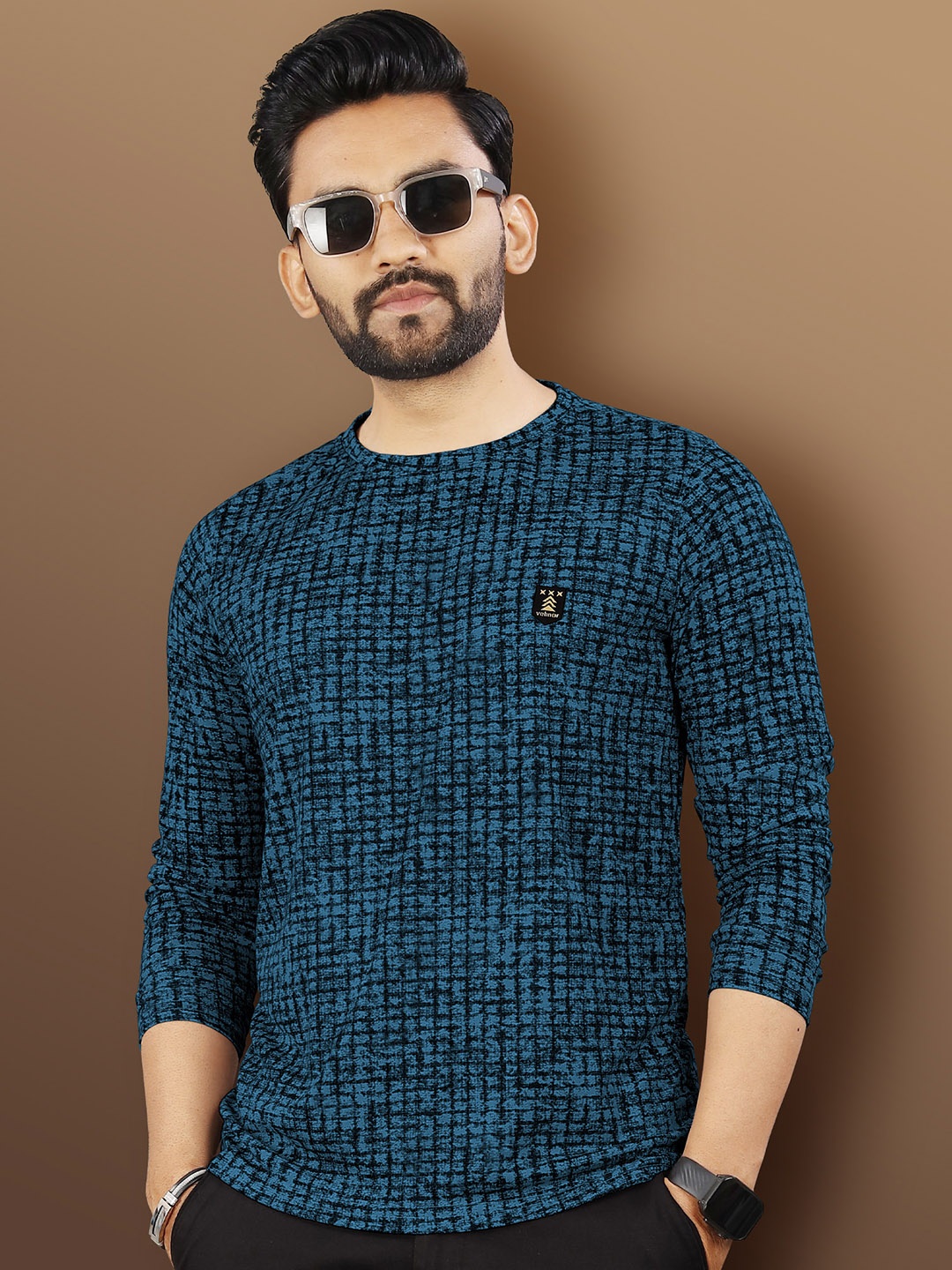 

VeBNoR Men Abstract Printed Round Neck Casual T-shirt, Blue