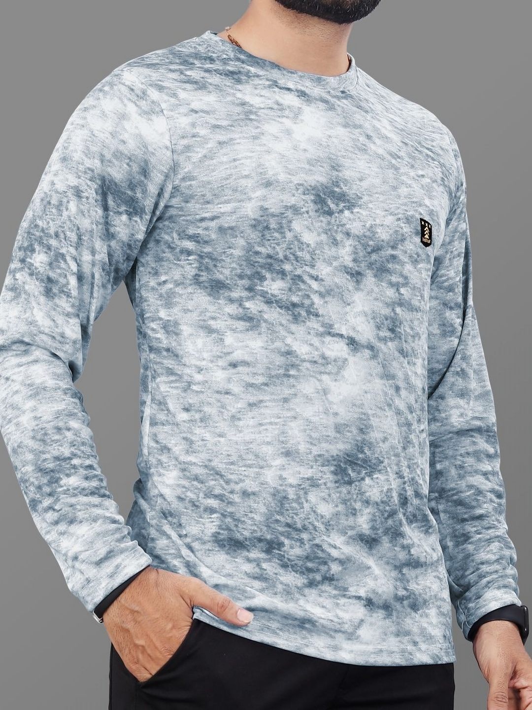 

VeBNoR Men Abstract Printed Long Sleeves Casual T-shirt, Grey