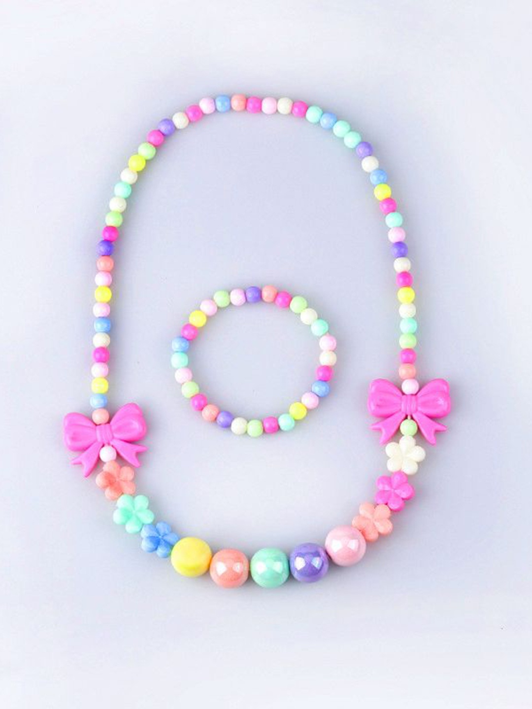

SYGA Girls Bow Shaped Design Beaded Jewellery Set, Pink