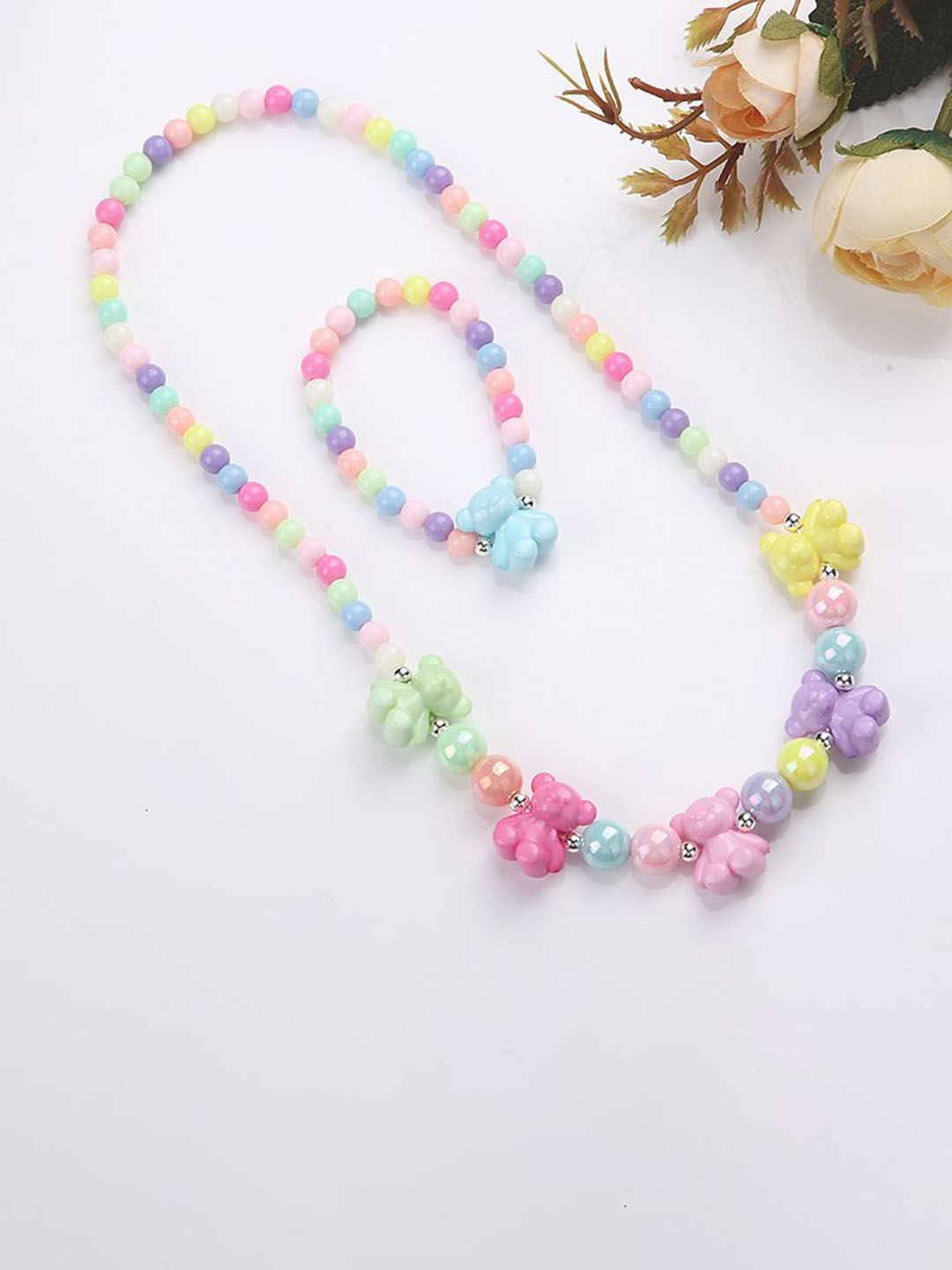 

SYGA Girls Beaded Necklace and Bracelet, Pink