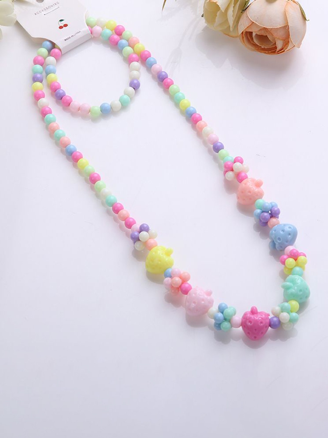 

SYGA Girls Beaded Necklace and Bracelet, Pink