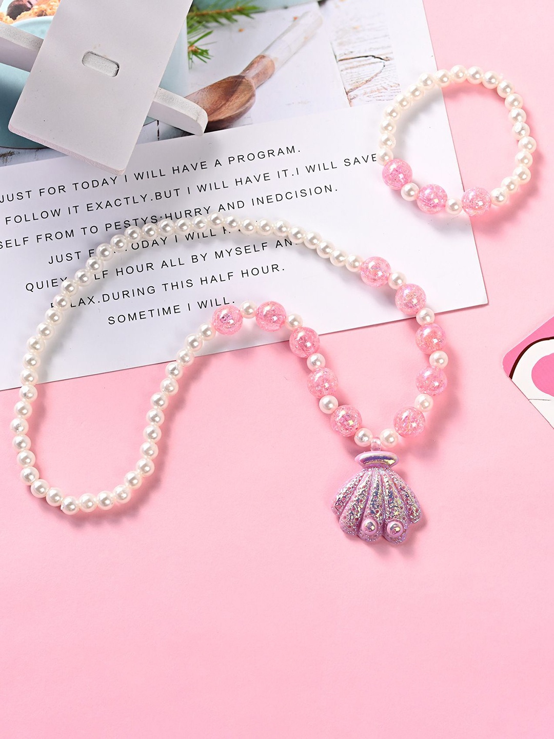 

SYGA Girls Sea Shell Design Beaded Jewellery Set, White