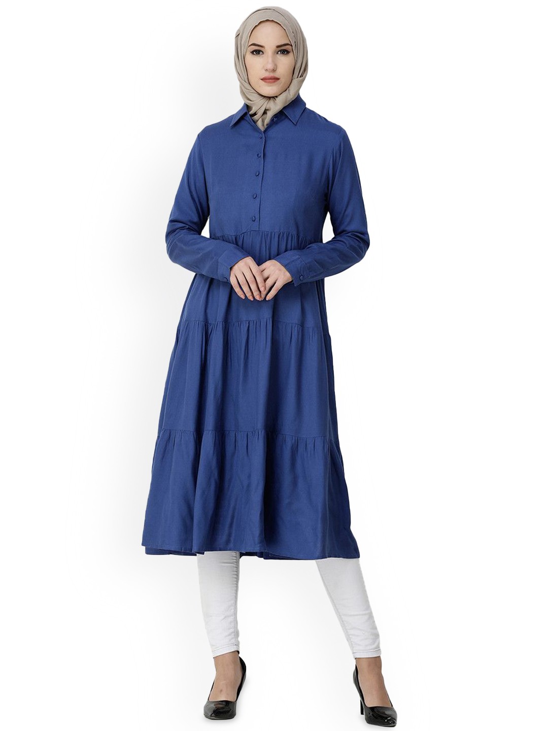 

IDH London Women Solid Abaya Burqa, Blue