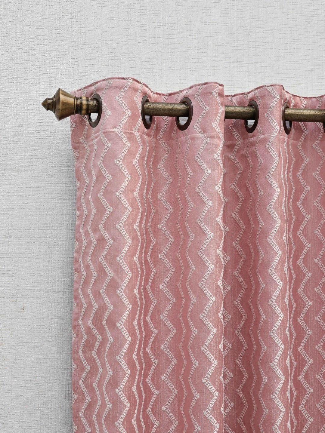 

Ariana Rhythm Coral & Beige Geometric Printed Room Darkening Window Curtain