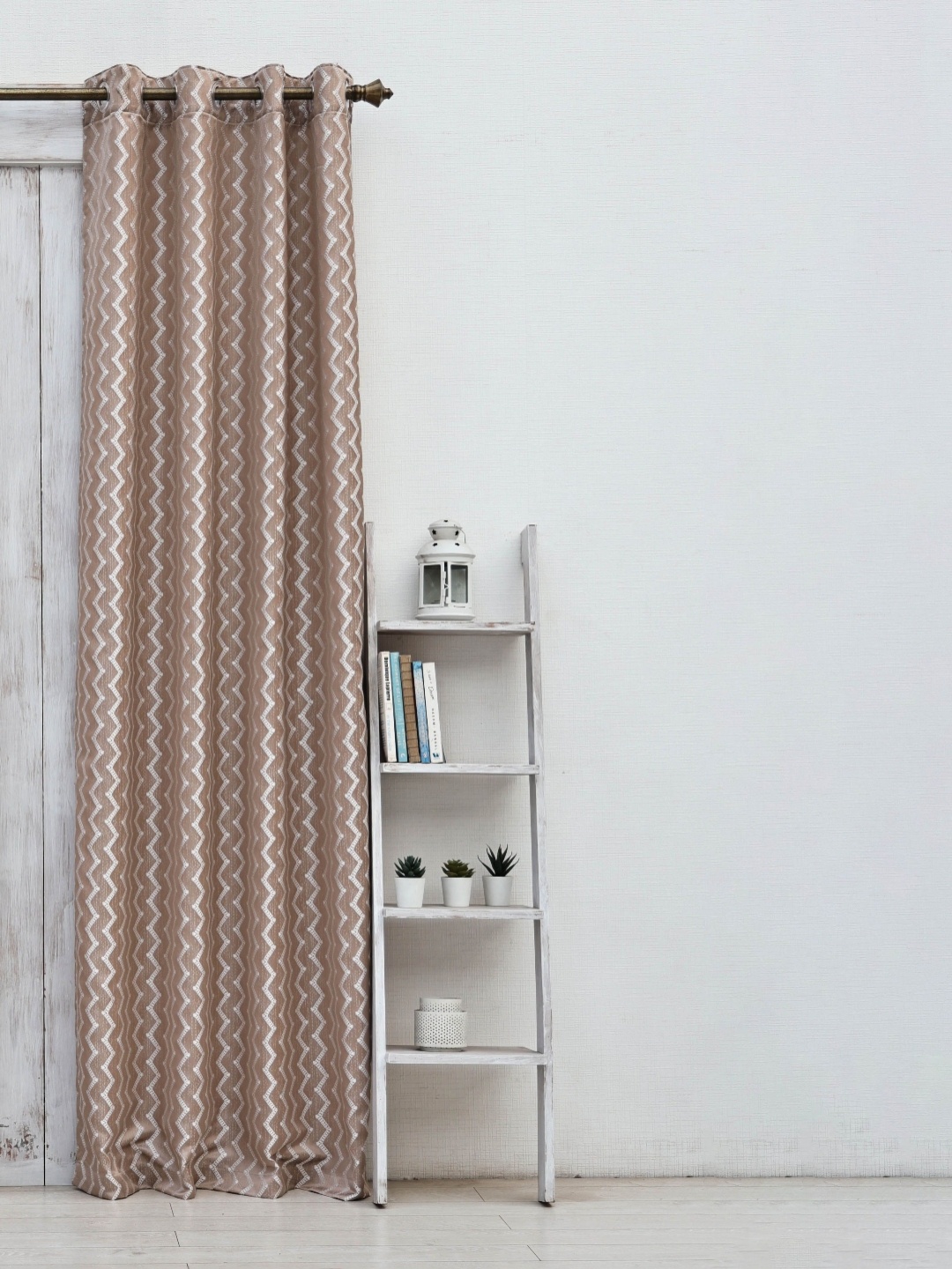 

Ariana Coffee Brown & White Geometric Printed Room Darkening Long Door Curtain