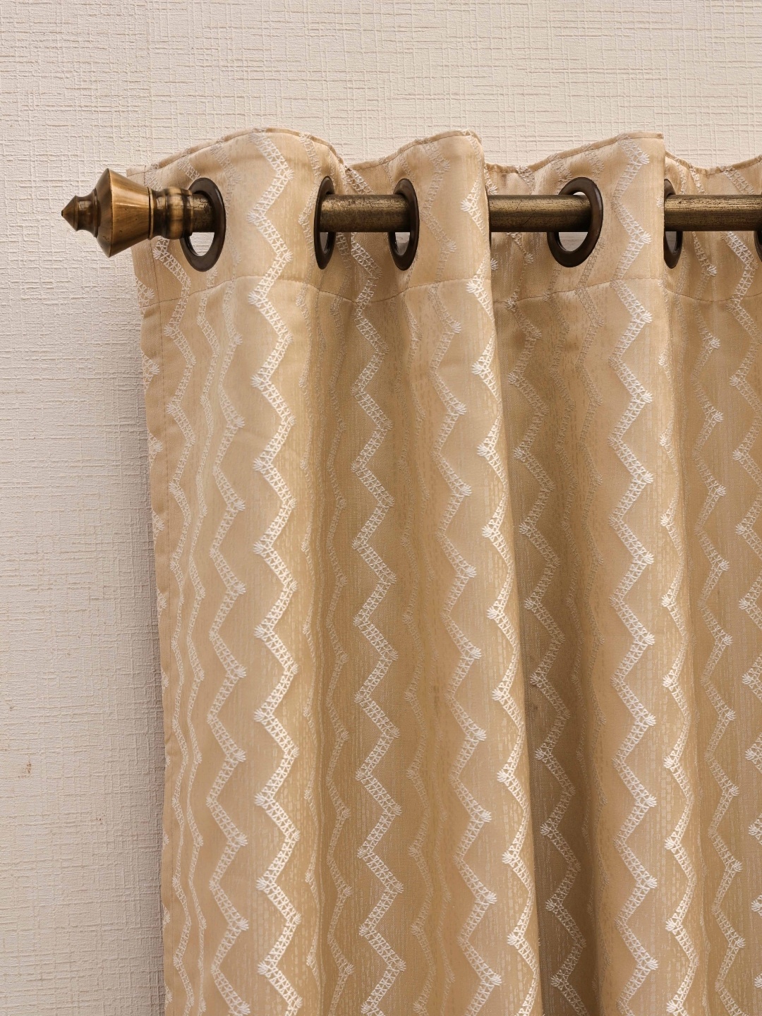 

Ariana Rhythm Beige & White Geometric Embroidered Room Darkening Door Curtain