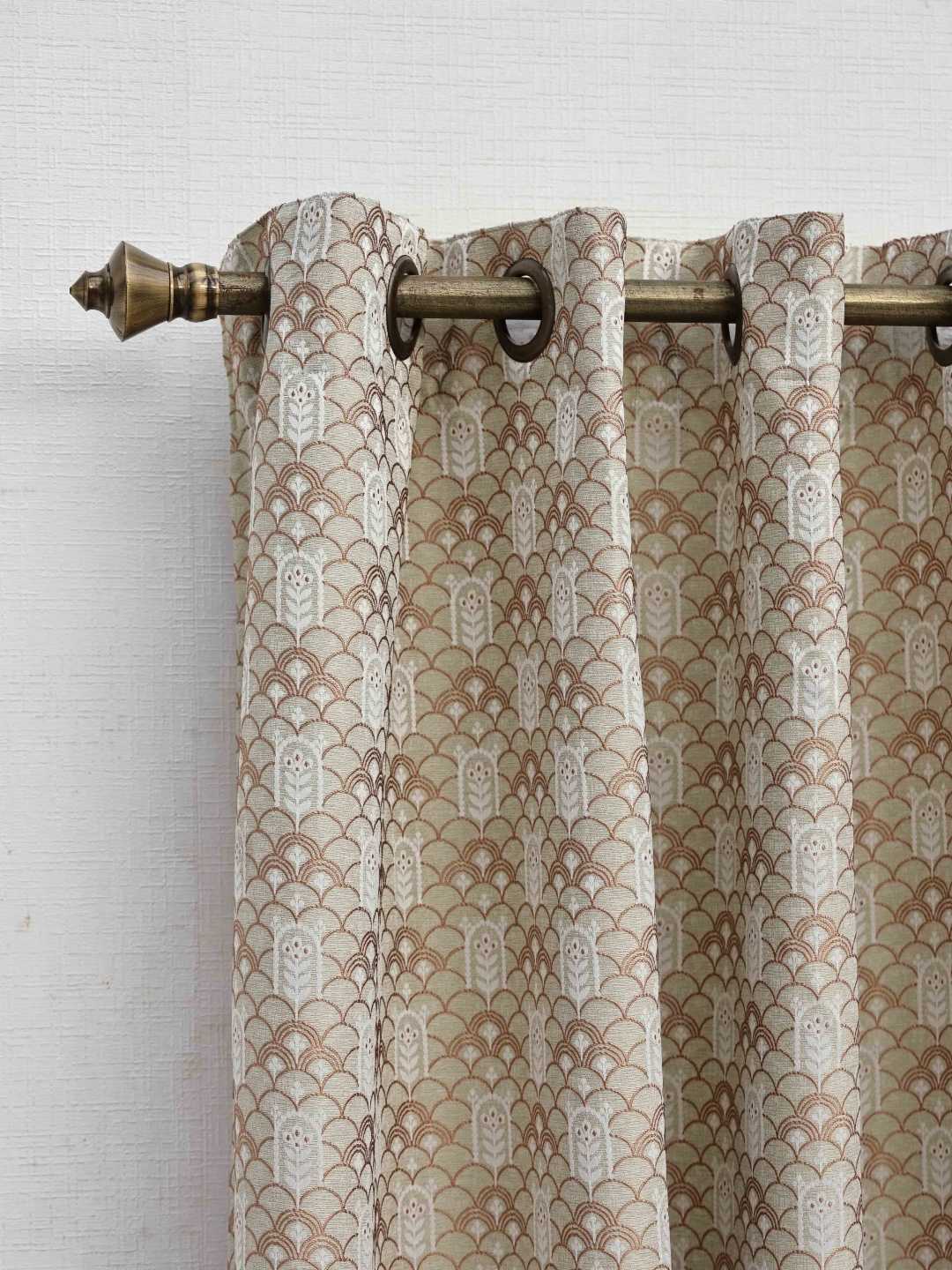 

Ariana Mehraab Green & Beige Geometric Printed Window Curtain