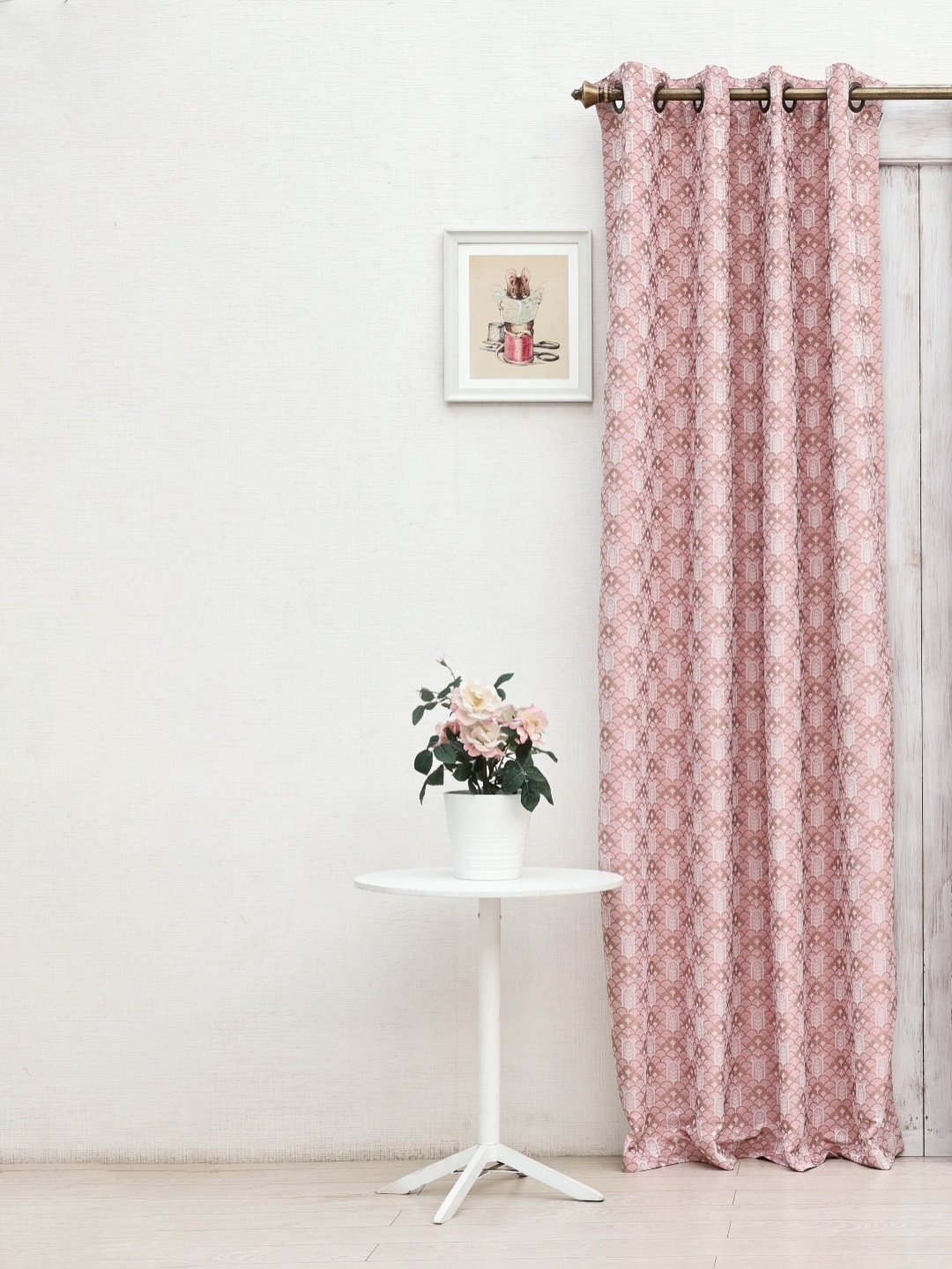 

Ariana Mehraab Pink & White Ethnic Motifs Jacquard Long Door Curtain