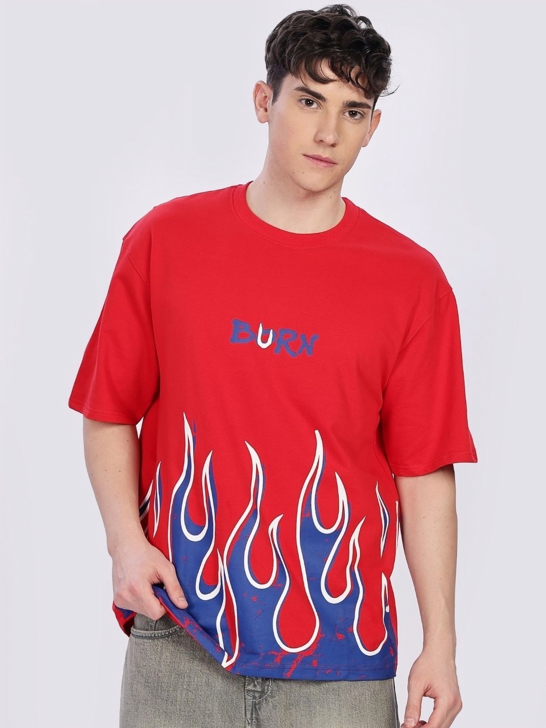 

Fans Army Men Graphic Printed Round Neck Cotton Relaxed Fit T-shirt, Red