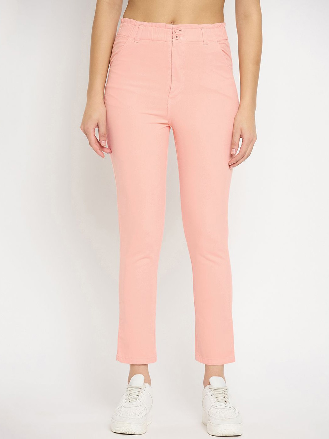 

Novio Women Smart Mid-Rise Chinos Trousers, Peach