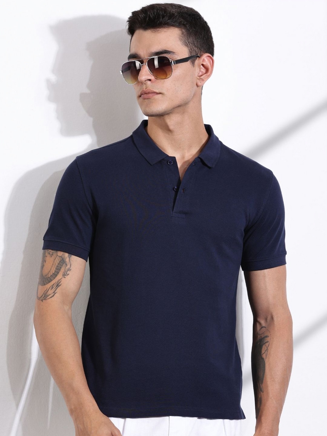 

Thomas Scott Men Solid Polo Collar Cotton T-shirt, Blue