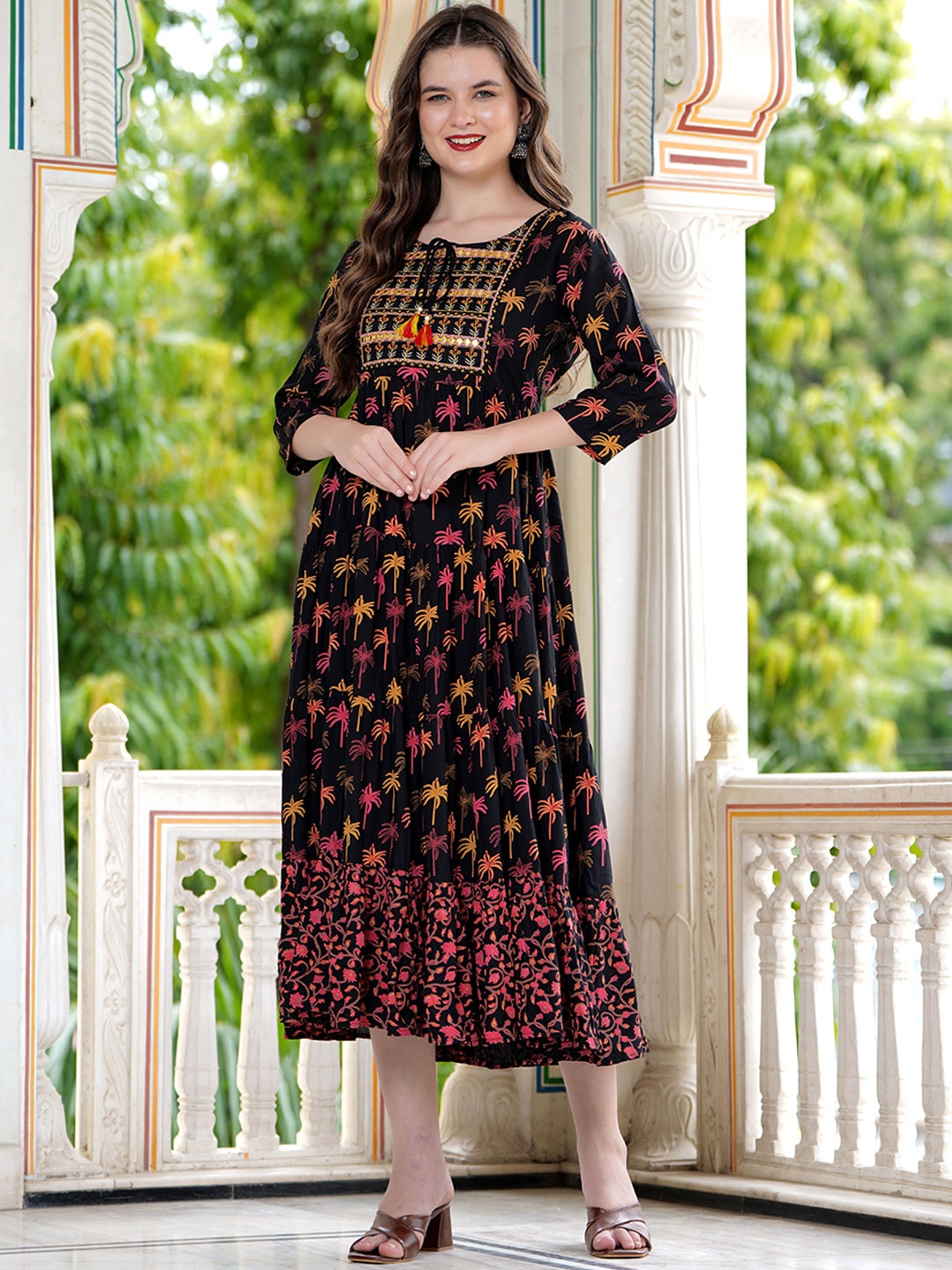 

CHARVI CREATION Women Printed Kurta, Black