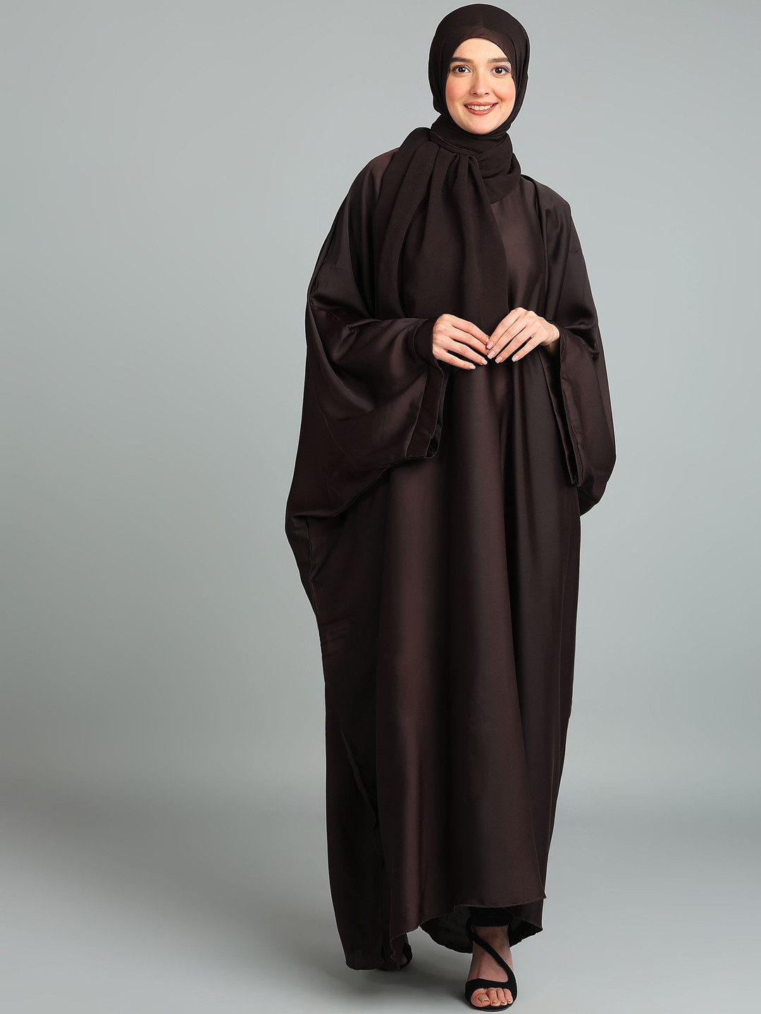 

BROKE BRAND Women Solid Arabiyan Style Kaftan Abaya Burqa, Brown
