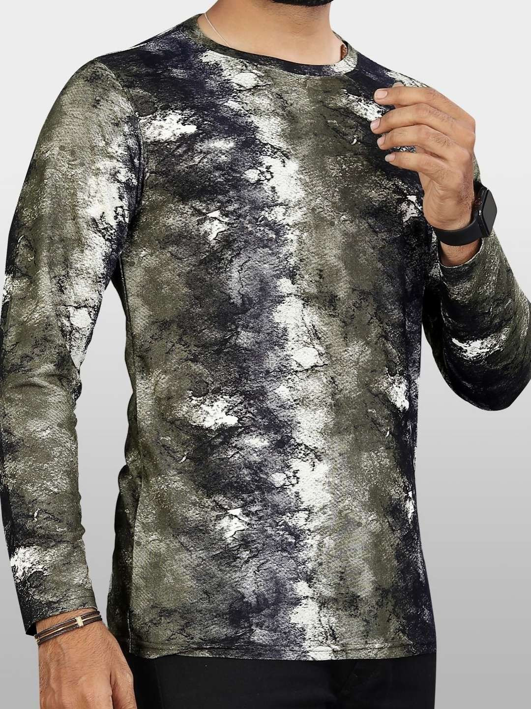 

VeBNoR Men Abstract Printed Round Neck T-shirt, Green