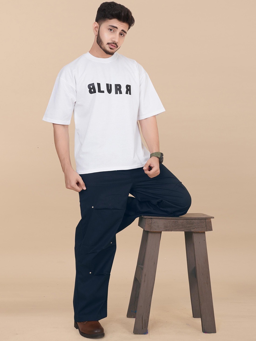 

BLURR Men Relaxed Joggers Trousers, Navy blue