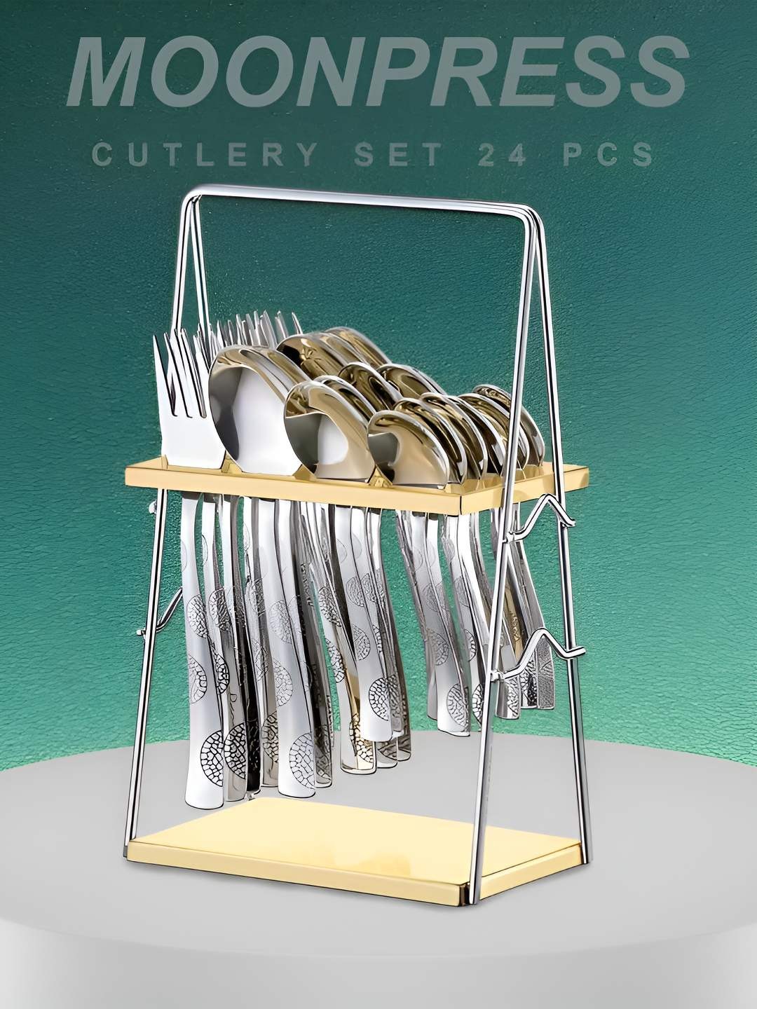 

Parage Silver-Toned 25 Pieces Stainless Steel Cutlery Set With Stand