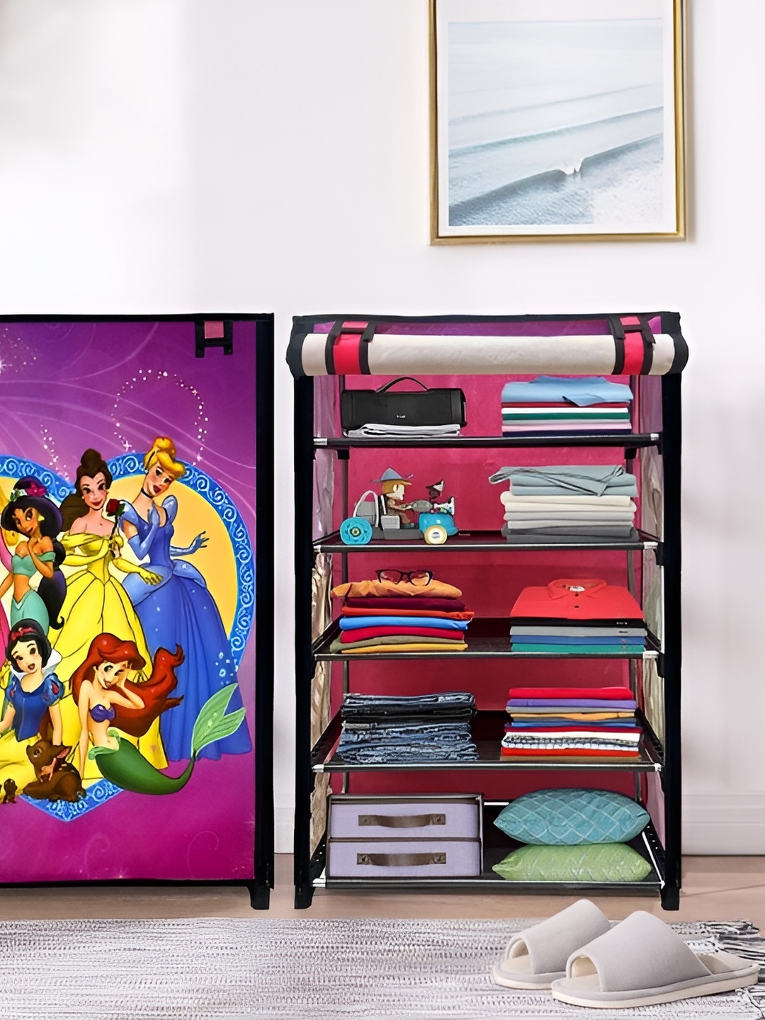 

Rmerchants Pink & Blue Princess Printed Water Resistant 5 Tier Multi-Utility Organiser