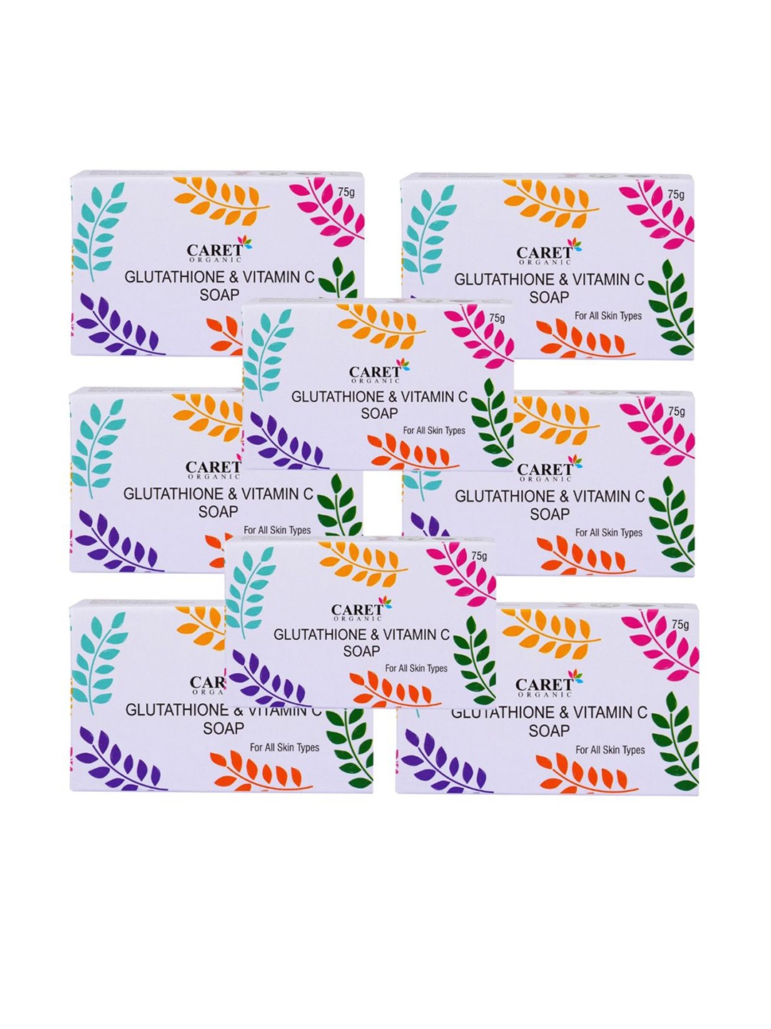 

CARET ORGANIC Set Of 8 Glutathione Vitamin C Soap - 75 g Each, White