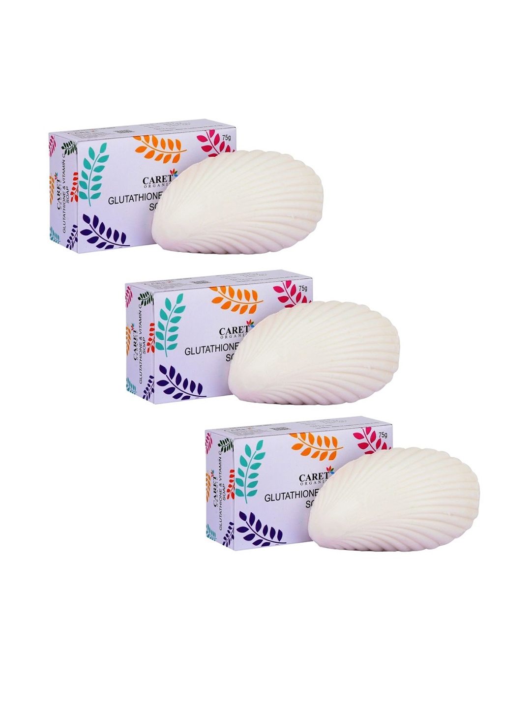 

CARET ORGANIC Set Of 3 Glutathione & Vitamin C Skin Brightening Soap - 75g Each, White