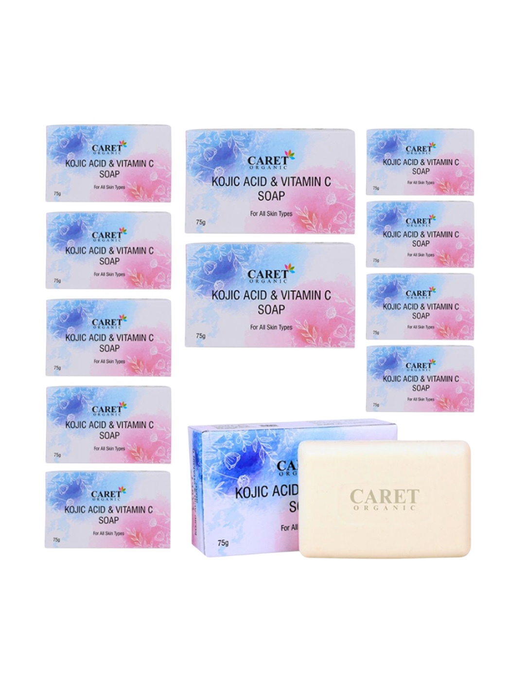 

CARET ORGANIC Set Of 12 Kojic Acid & Vitamin C Soap - 75 g Each, White