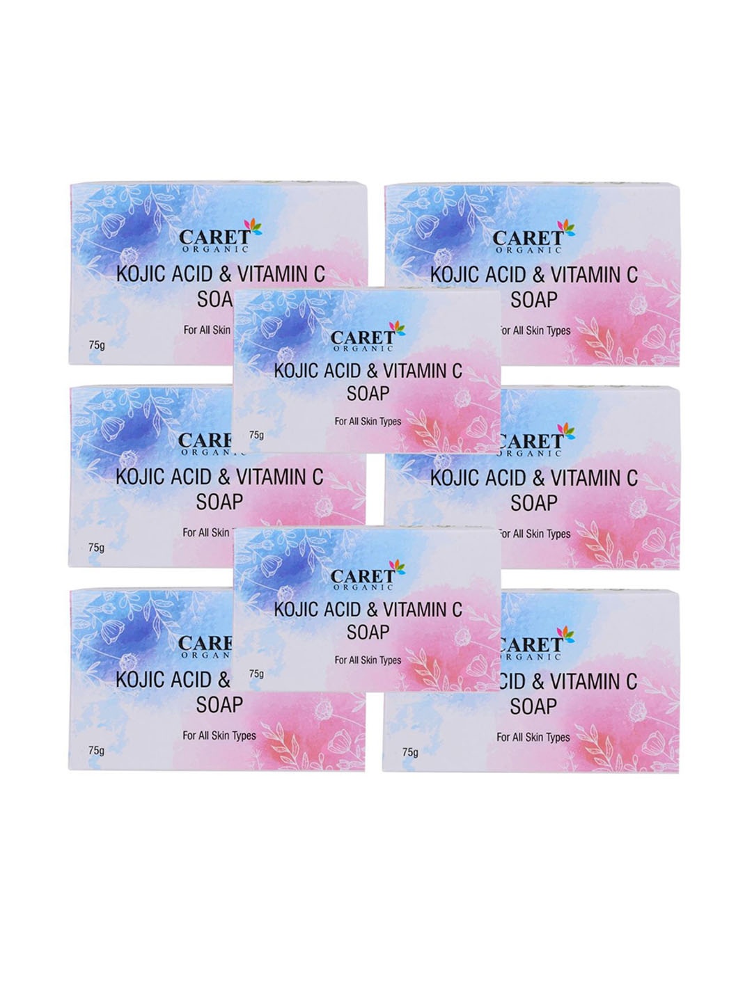 

CARET ORGANIC Set Of 8 Kojic Acid & Vitamin C Bathing Soap- 75 g Each, White