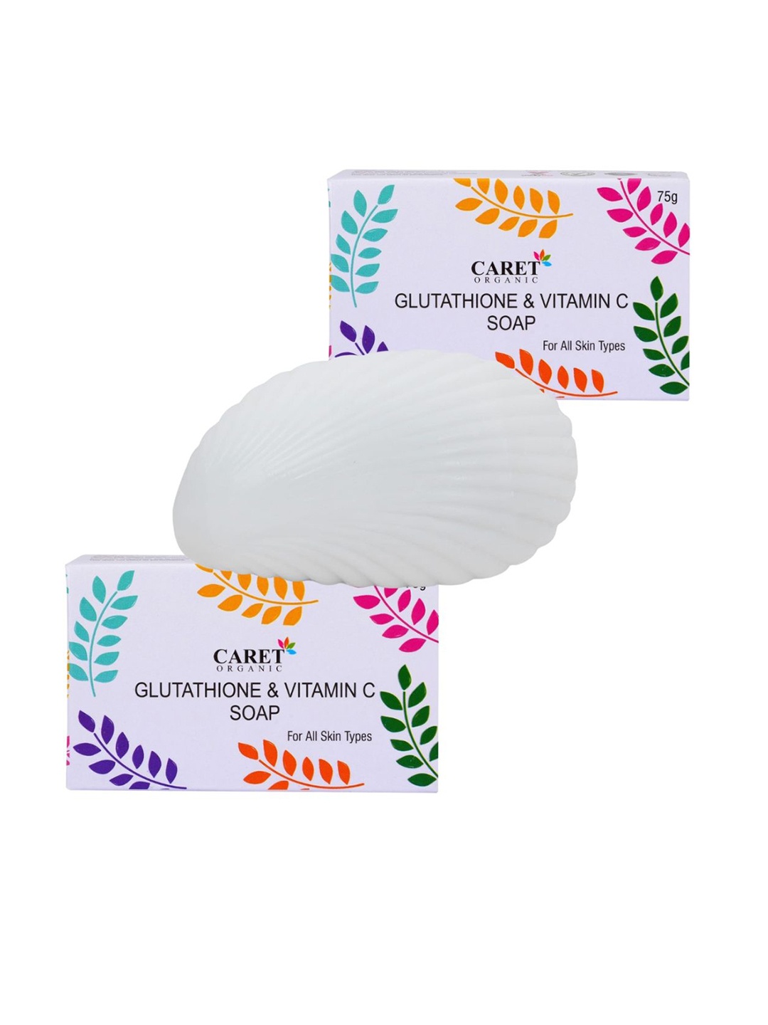 

CARET ORGANIC Set Of 2 Glutathione & Vitamin C Soap- 75 g Each, White