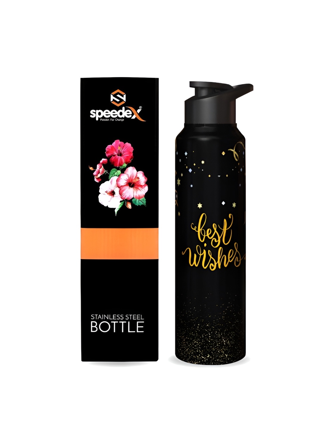

Speedex Black & Yellow Floral Printed Stainless Steel Sipper Water Bottle 1 litre