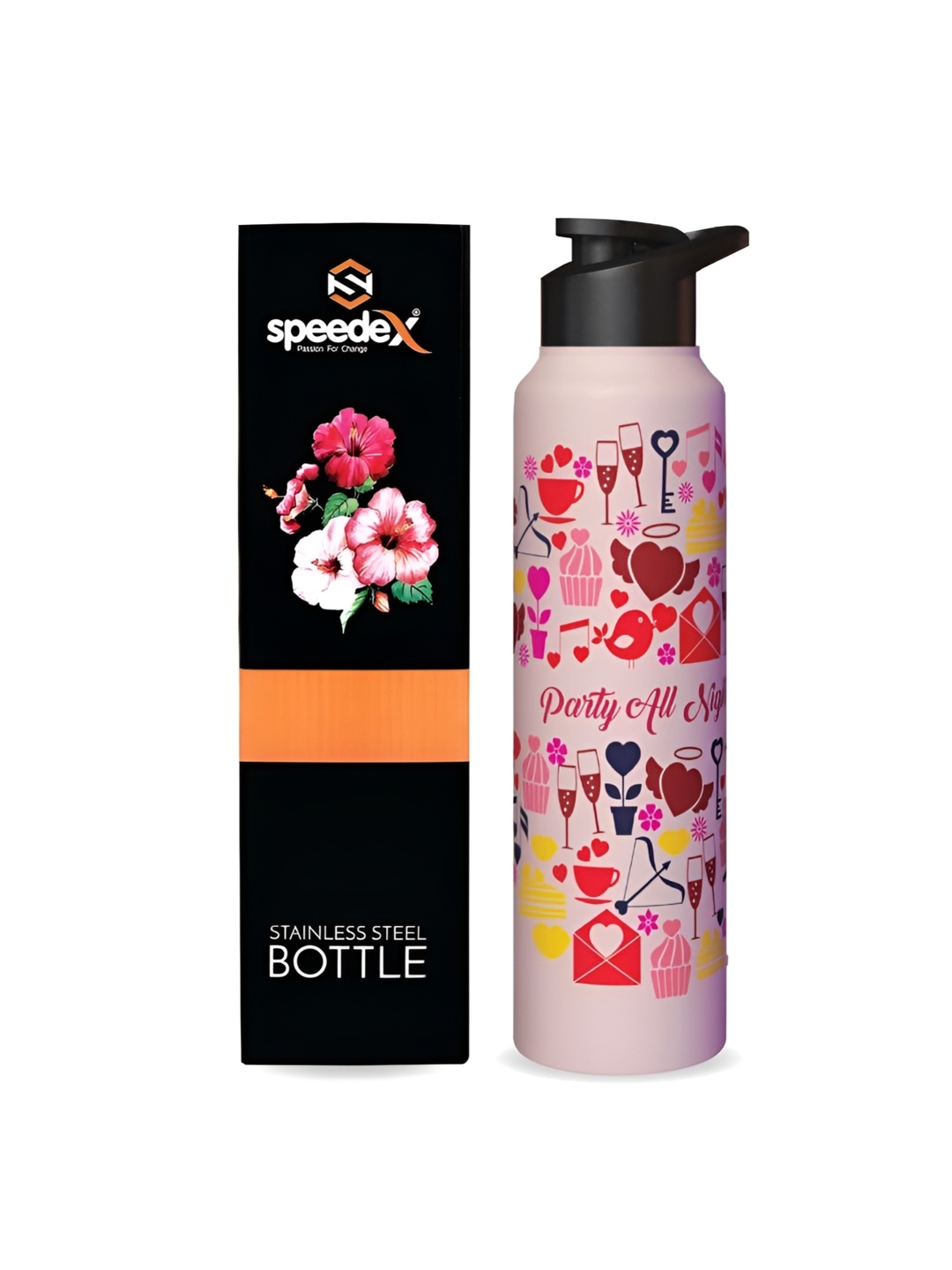 

Speedex Pink and Red Printed Stainless Steel Water Bottle 1L