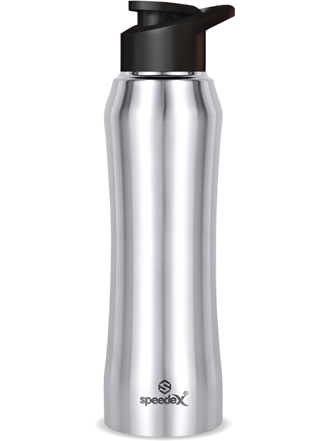 

Speedex Silver-Toned and Black Single Stainless Steel Water Bottle 1L